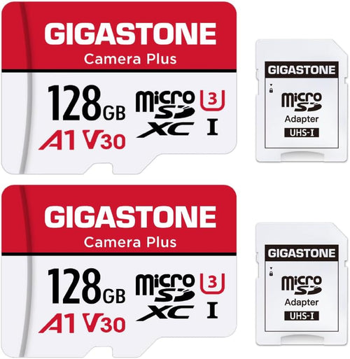 128GB 2-Pack Micro SD Card, Camera Plus, Gopro, Action Camera, Sports Camera, High Speed 100Mb/S, 4K Video Recording, Micro SDXC UHS-I A1 V30 U3 Class 10